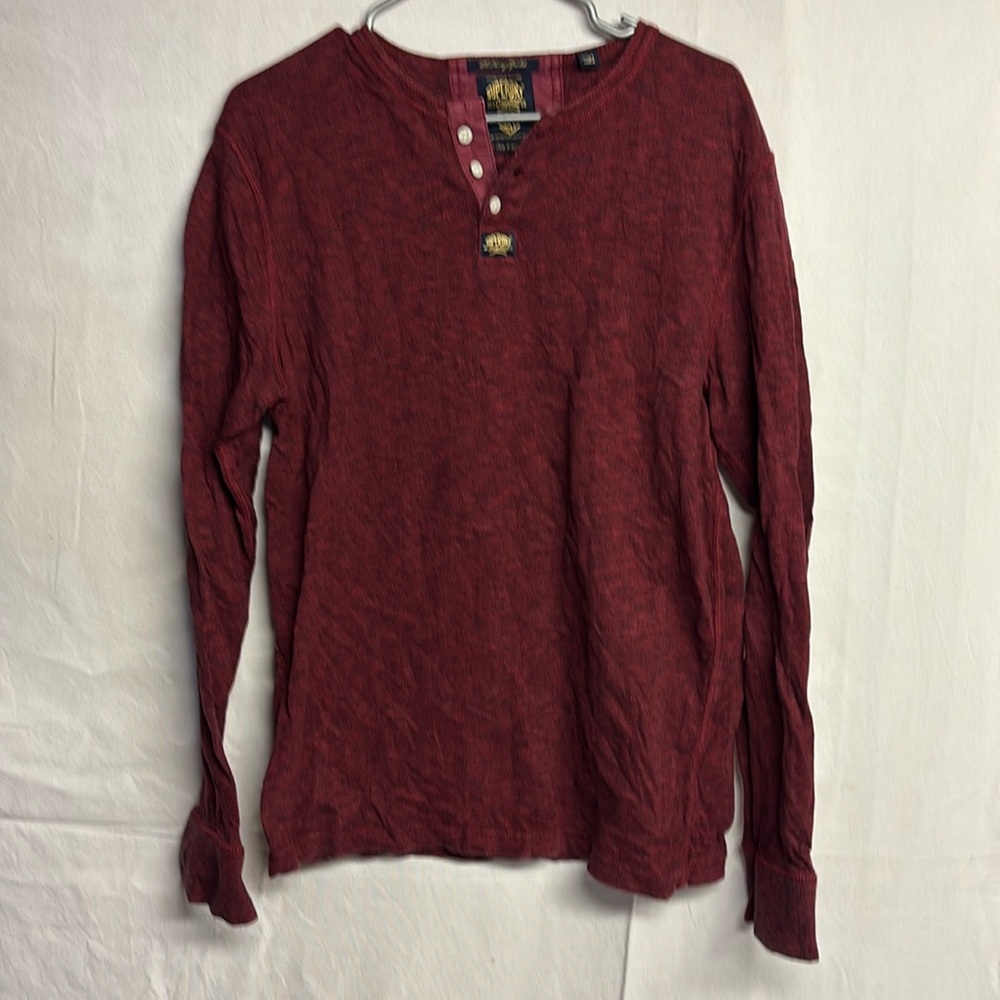 SUPERDRY Men’s Heritage Grandad Henley Long Sleeve Shirt Size X-Large